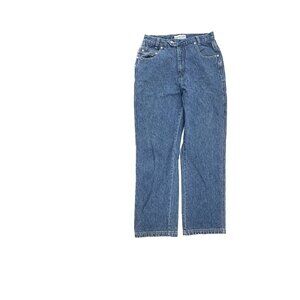 L.A. Blues Back Zipper Pockets Relaxed Straight Women's‎ size 12 Dark Blue Jeans